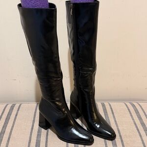 Wetkiss Vegan Leather Black Heeled Boots for Women